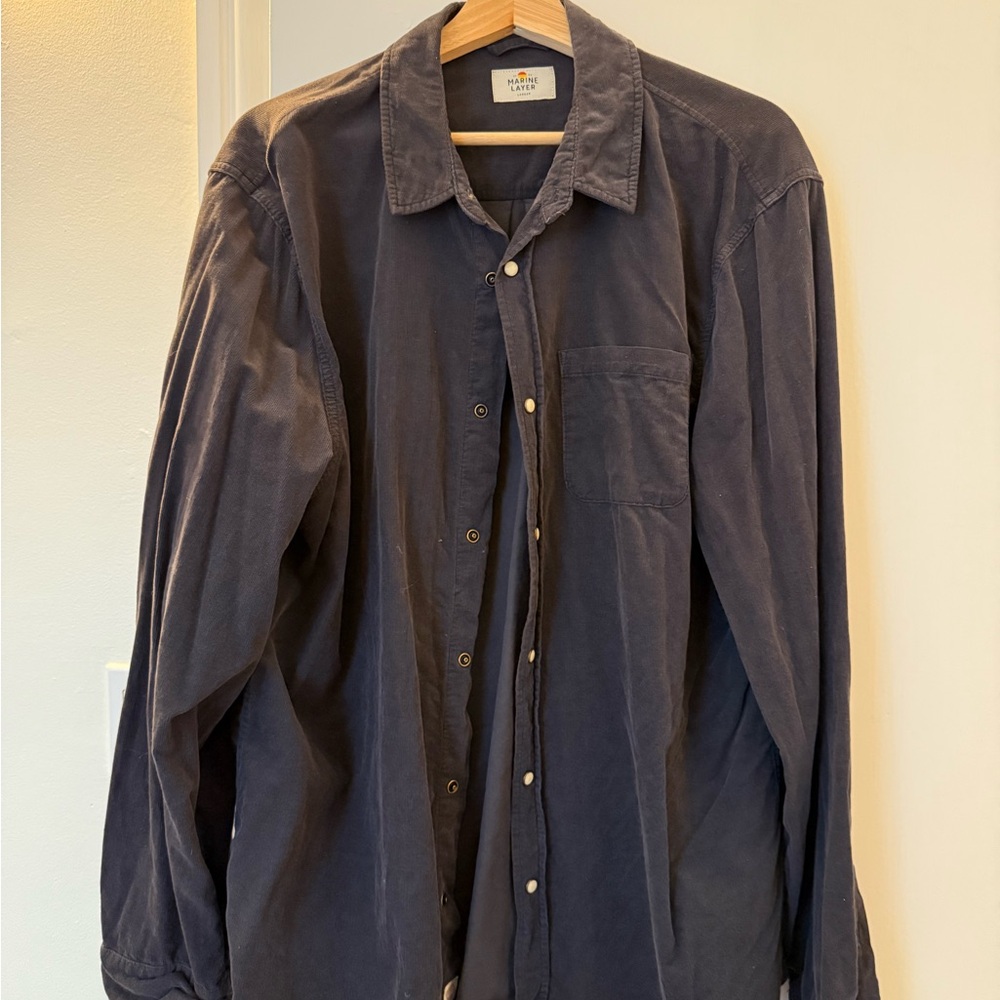 Marine Layer Men's Casual Button-Down Shirt in Navy